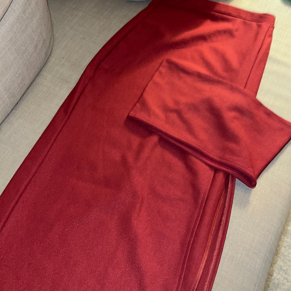 Brick red Bandeau and maxi skirt Two piece set